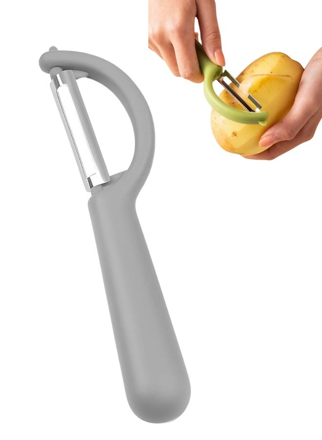 مقشرة خضراوات وفواكه دوارة مريحة - شفرة حادة من الفولاذ المقاوم للصدأ لتقشير سلس للبطاطس والتفاح والجزر والخيار، أداة مطبخ مقاومة للصدأ وسهلة التنظيف - Image 1